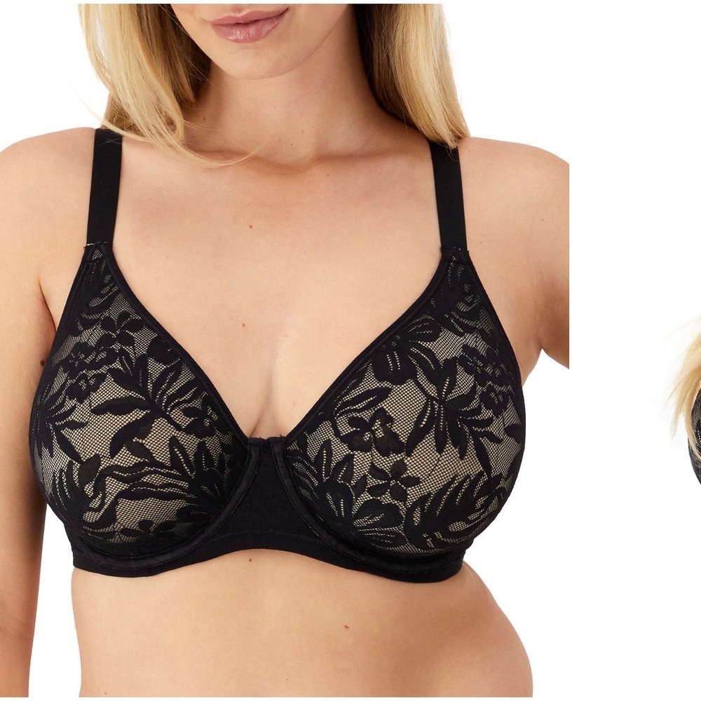 Bali One Smooth U Side Smoothing Underwire Bra 42DD Black Taupe Lace DF6548